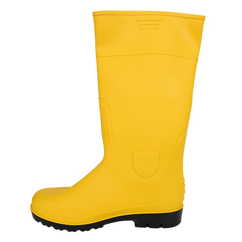 Men’s Work Safety Shoes yellow PVC steel toe waterproof boots