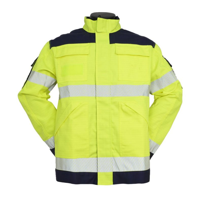 Hi-Vis Two-Tone Safety Jacket fluoro yellow navy reflective