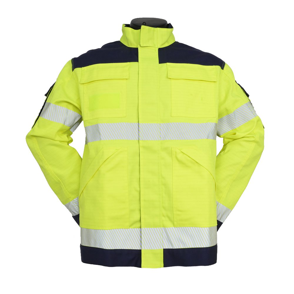 Hi-Vis Two-Tone Safety Jacket fluoro yellow navy reflective