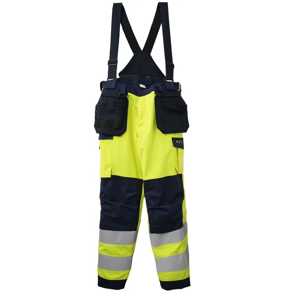 Hi-Vis Bib Work Trousers with suspenders and reflective bands