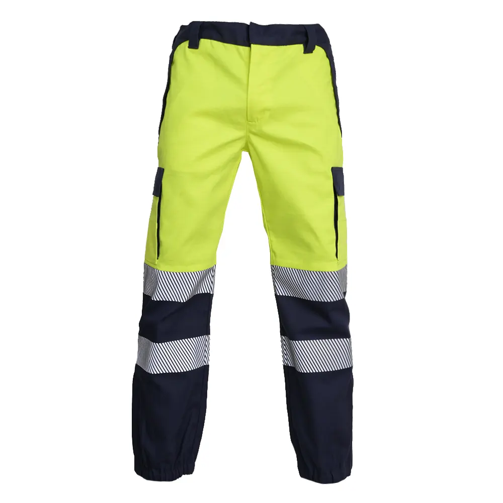 Hi-Vis Cargo Work Pants fluoro yellow navy reflective
