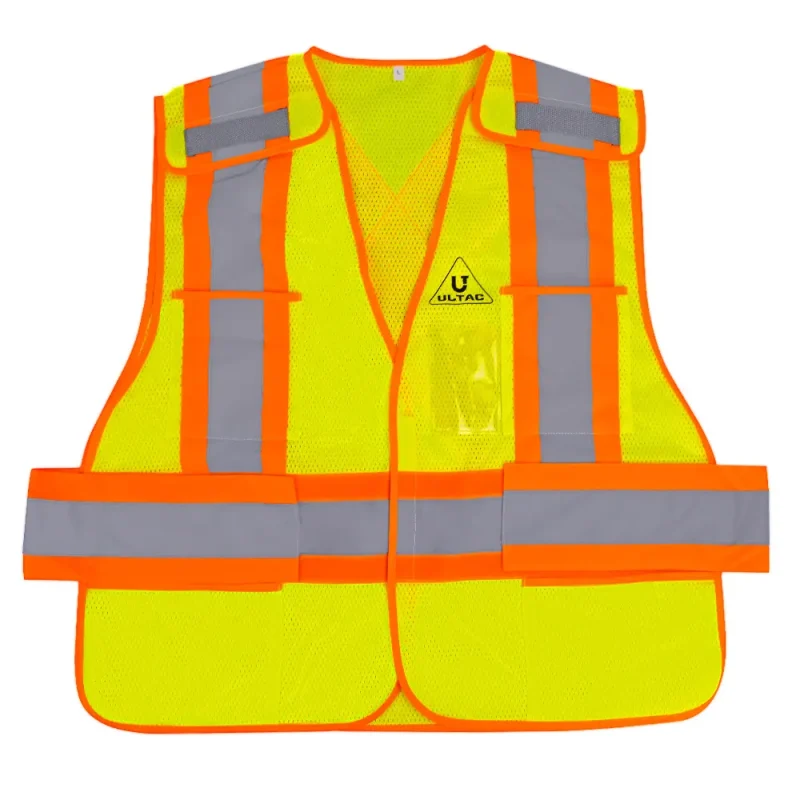 Hi-Vis Safety Vest fluorescent yellow reflective x-back