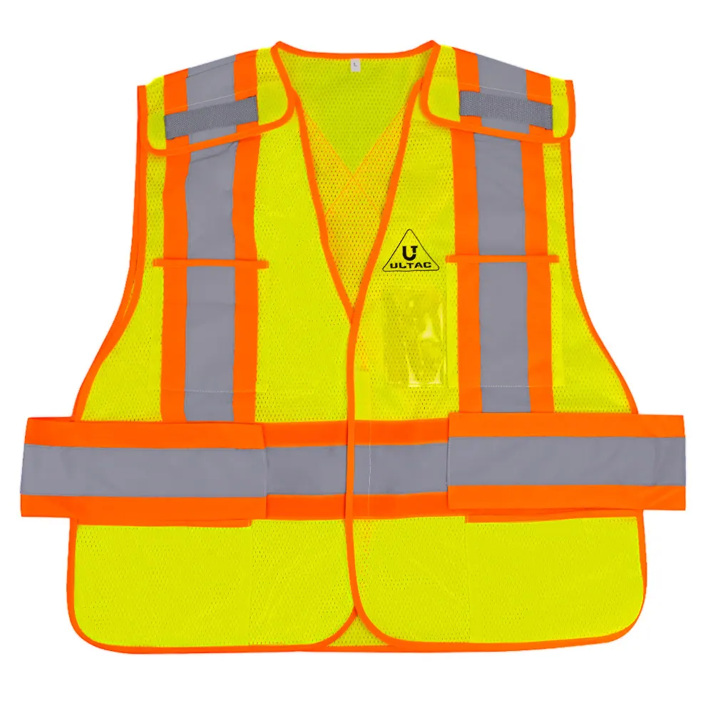 Hi-Vis Safety Vest fluorescent yellow reflective x-back