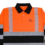 Hi-Vis Safety Polo orange black reflective long sleeve