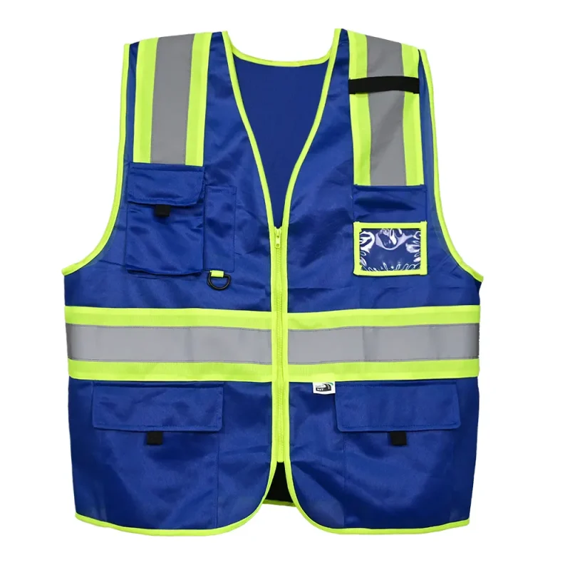 Hi-Vis Reflective Safety Vest blue neon lime trim